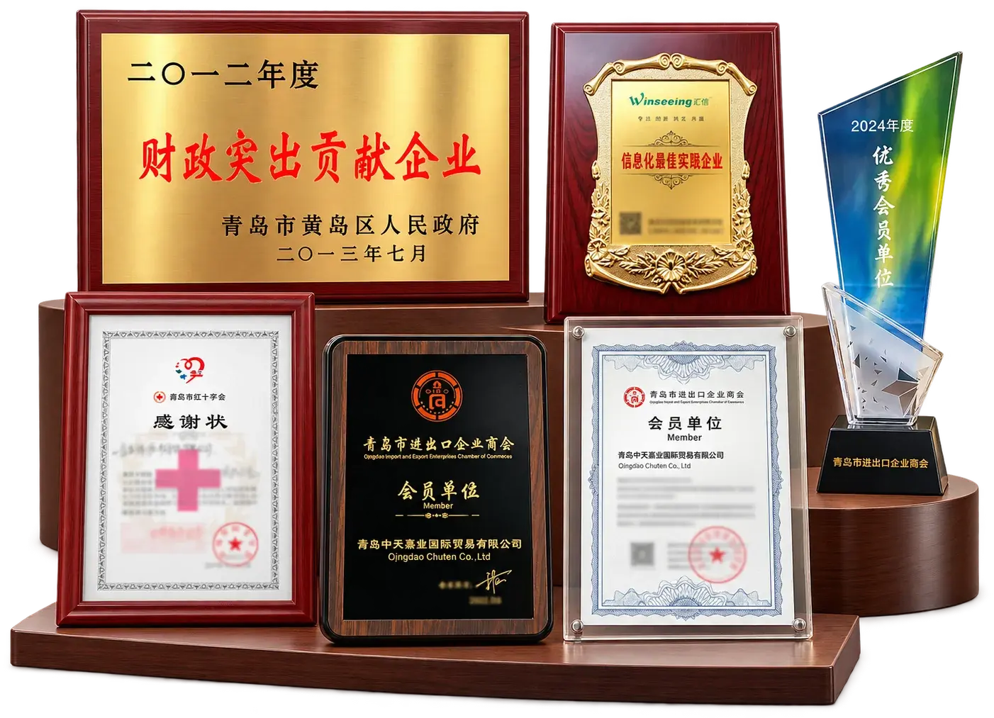 ANFIBREGE 企业历年部分荣誉奖牌与行业认可展示